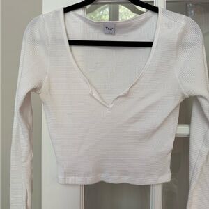 TNA Women's White Waffle Knit Crop Top